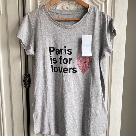 NWT ZADIG & VOLTAIRE Skinny Paris Is For Lovers T-Shirt - Picture 9 of 13